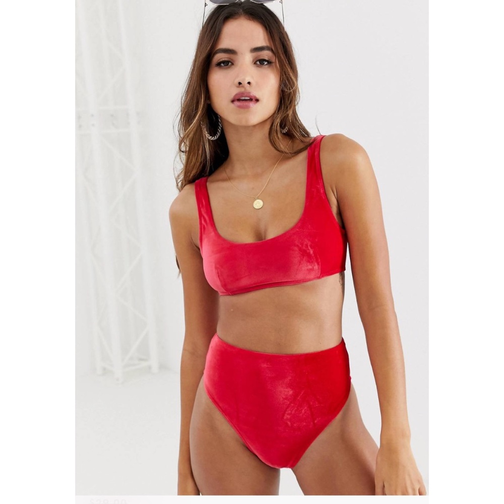 ASOS Red Velvet Fuller Bust/High Waist Bikini